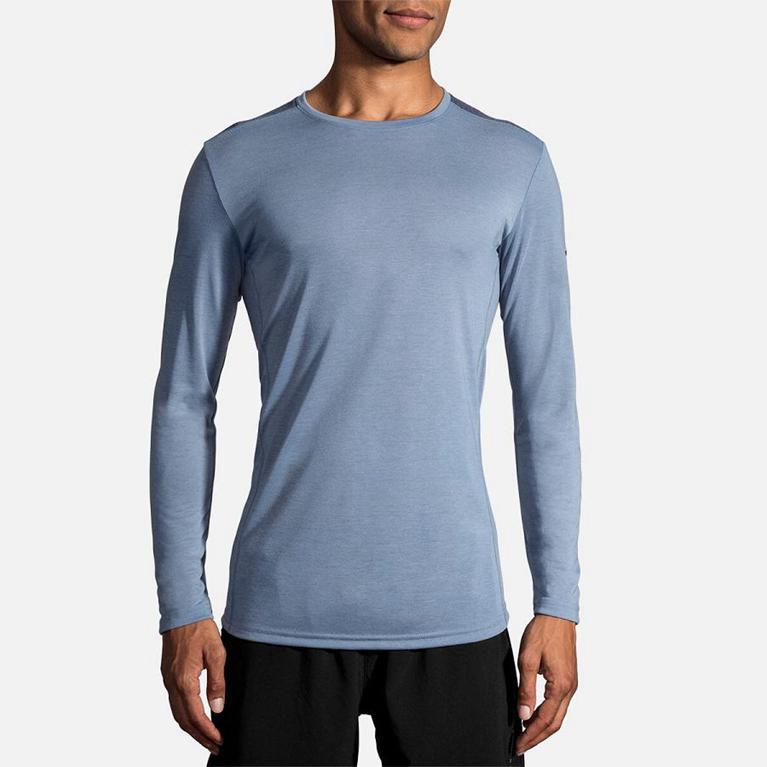 Brooks Distance Mens Long Sleeve Running Shirt - Blue - Indonesia (NAWZ-75186)